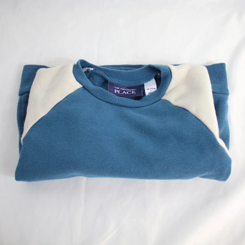 The Children's Place‎ Teal, White & Tan Long Sleeve Sweater Boys Size 18-24 M